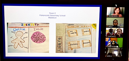 An art project showing a drawing of a person with all different traits listed as visible to others. Then a list of traits not visible to others.