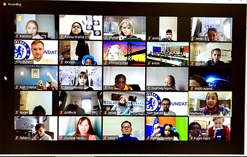 A screen shot of 25 different people on the Zoom cacll.