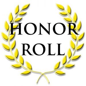 Gold leafs in a circle with the words Honor Roll in the center