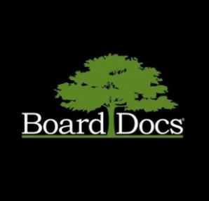 A black square. In the center is a drawing of a green leafy tree. In the center it says Board Docs.