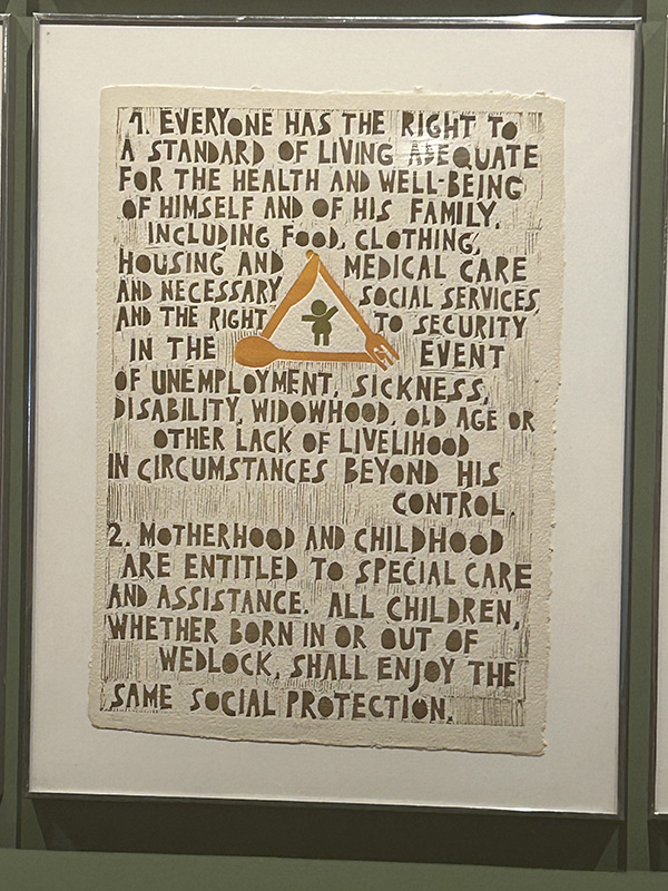 A piece of art with all words on it describing human rights.