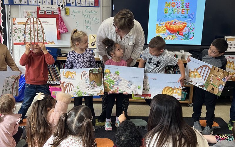 A bulletin board at EJR with the Olympic rings
