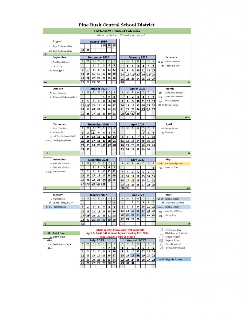 A calendar grid for 2026-2027