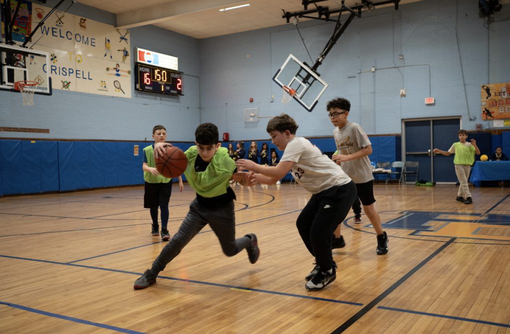Action from a basketball game.