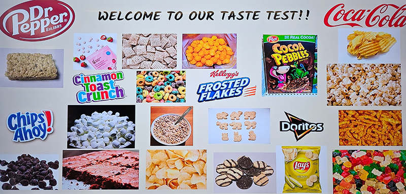 A large poster with pictures of different items on it.