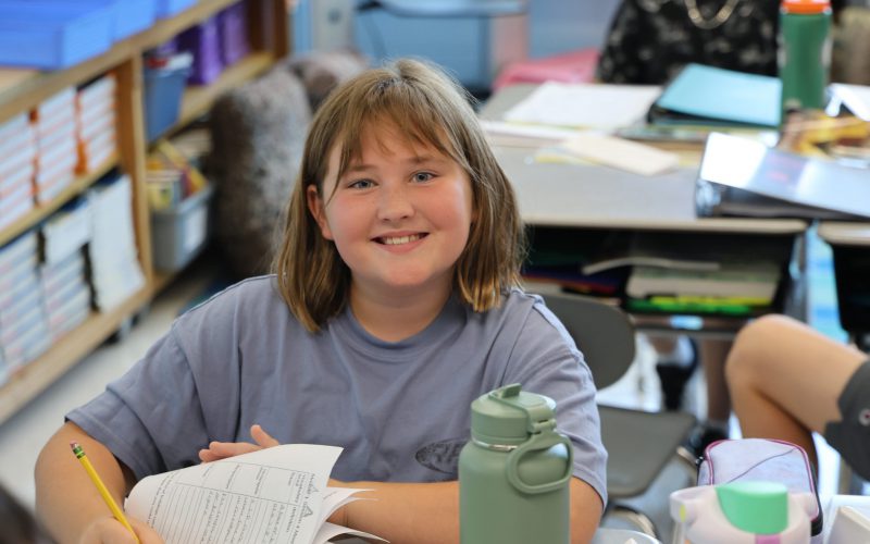 student at their desk