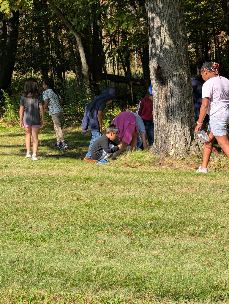 kids outside with their teacher