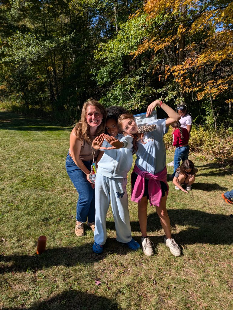 kids with their teachers outside