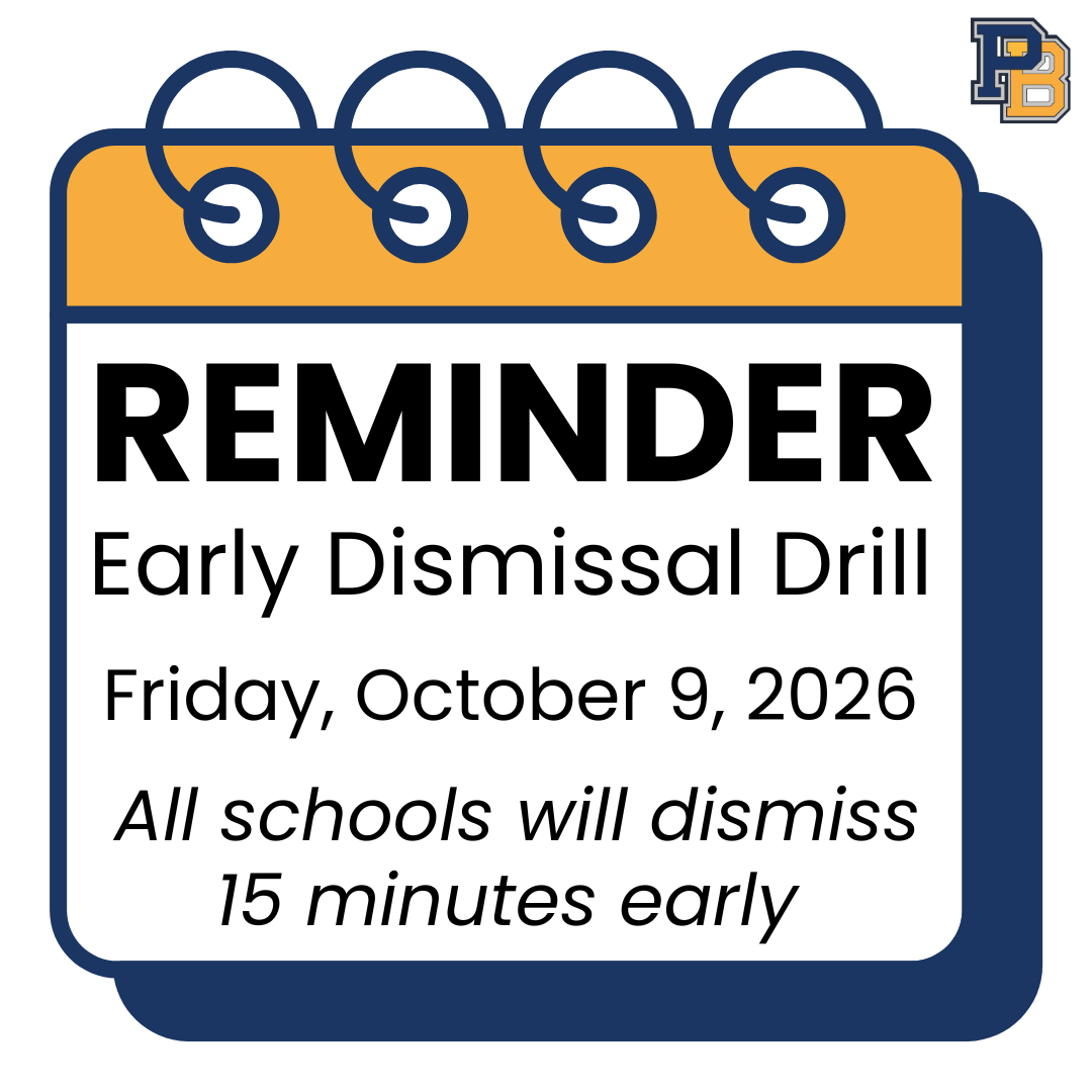 graphic that says reminder early dismissal drill
