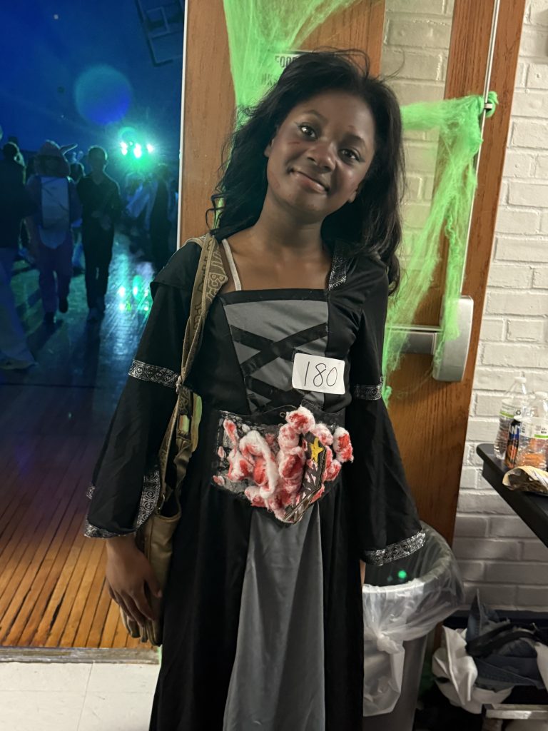 student dressed in Halloween costume